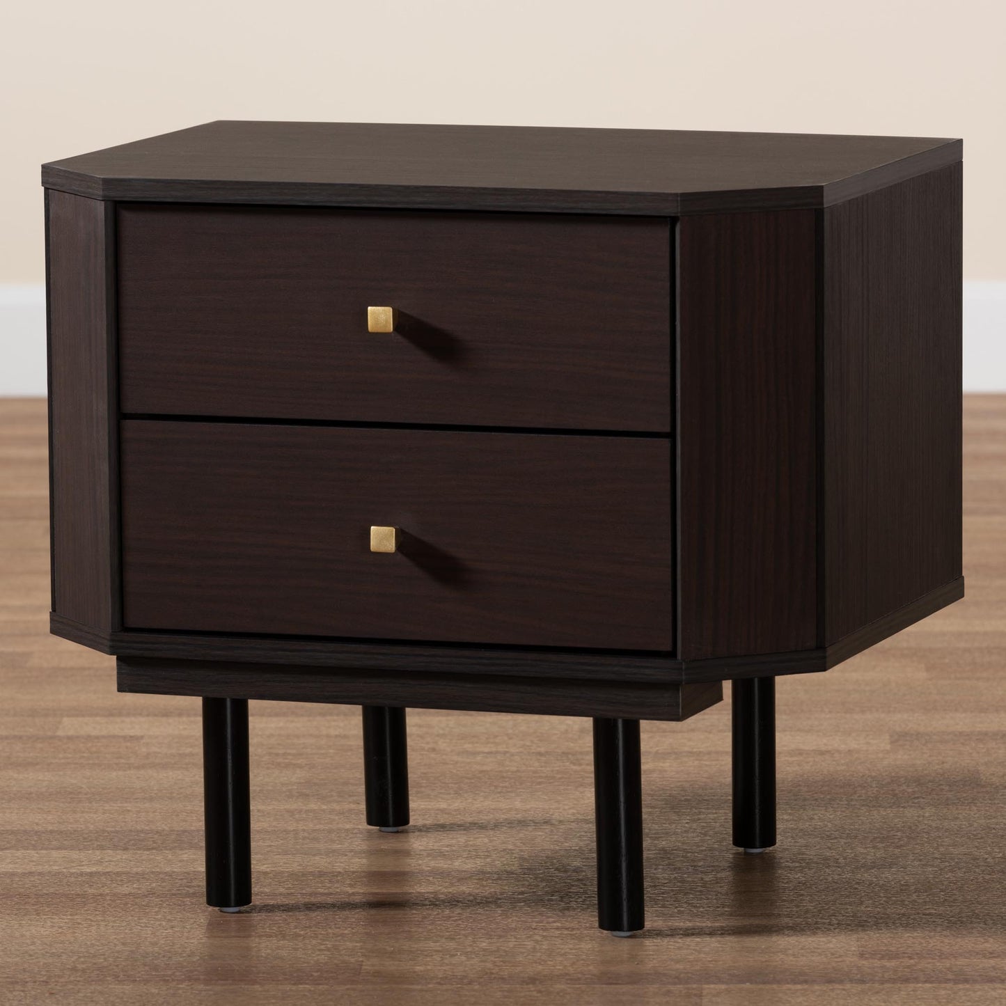 Baxton Studio Norwood Modern Transitional Two-Tone Black and Espresso Brown Finished Wood 2-Drawer End Table | End Tables | Modishstore - 9