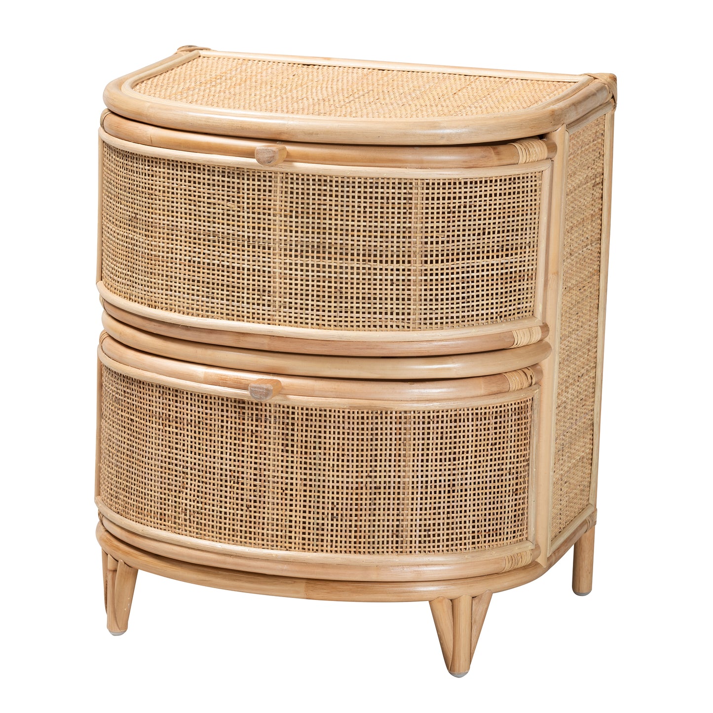 Baxton Studio bali & pari Oleta Modern Bohemian Natural Brown Rattan 2-Drawer Nightstand | Nightstands | Modishstore - 2