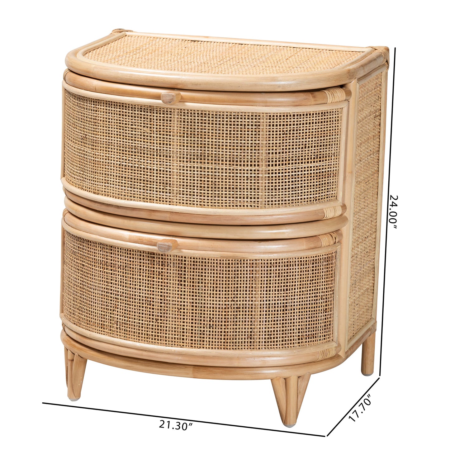 Baxton Studio bali & pari Oleta Modern Bohemian Natural Brown Rattan 2-Drawer Nightstand | Nightstands | Modishstore - 10