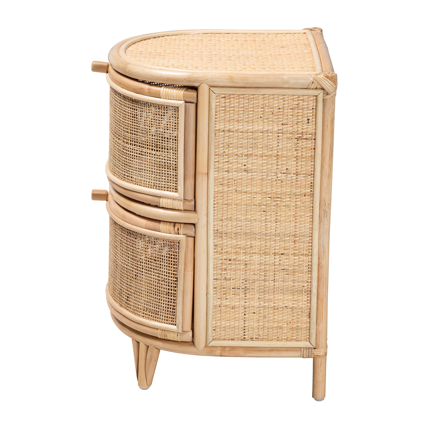 Baxton Studio bali & pari Oleta Modern Bohemian Natural Brown Rattan 2-Drawer Nightstand | Nightstands | Modishstore - 5