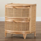 Baxton Studio bali & pari Oleta Modern Bohemian Natural Brown Rattan 2-Drawer Nightstand | Nightstands | Modishstore - 9