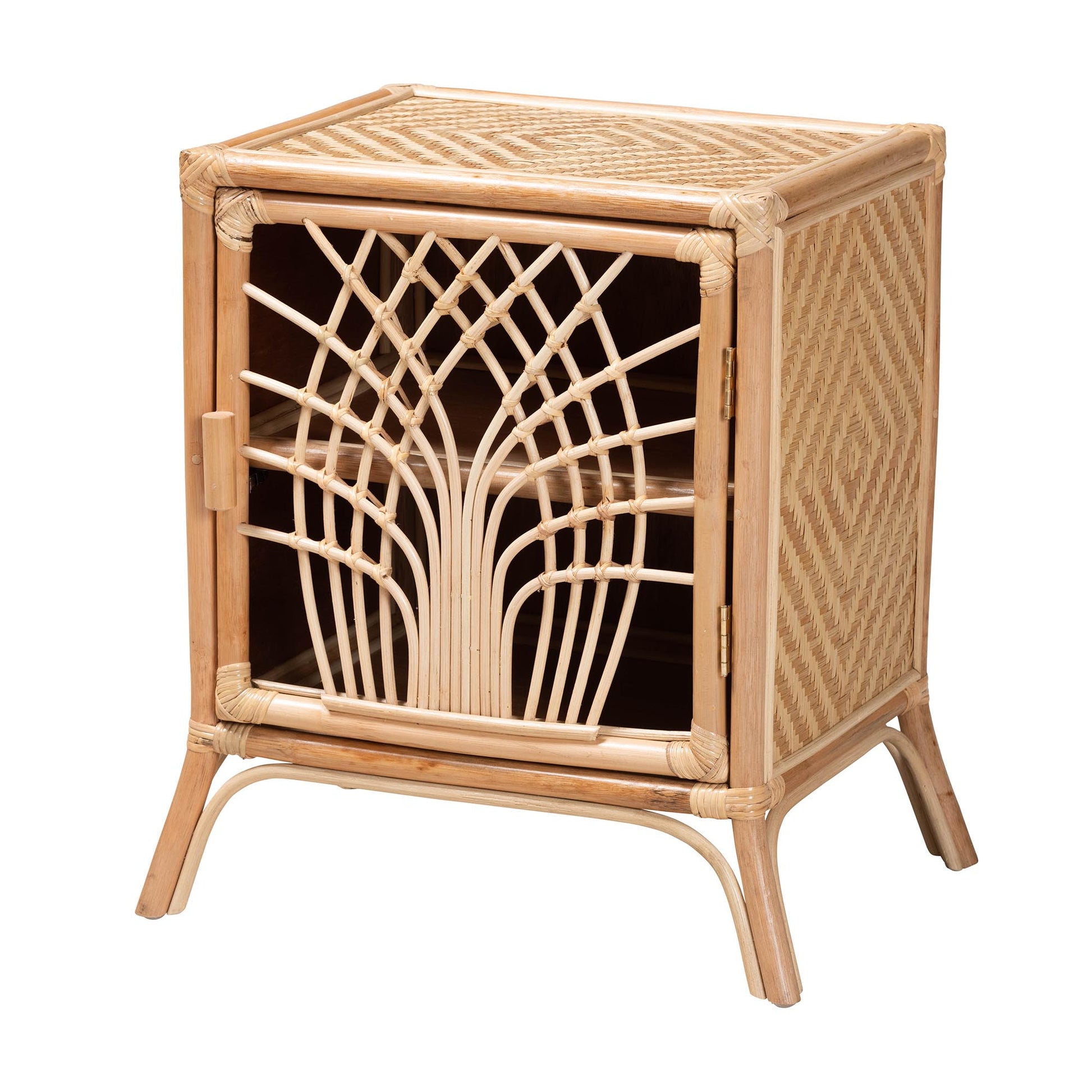 Baxton Studio bali & pari Danna Modern Bohemian Natural Brown Rattan Nightstand | Nightstands | Modishstore - 2