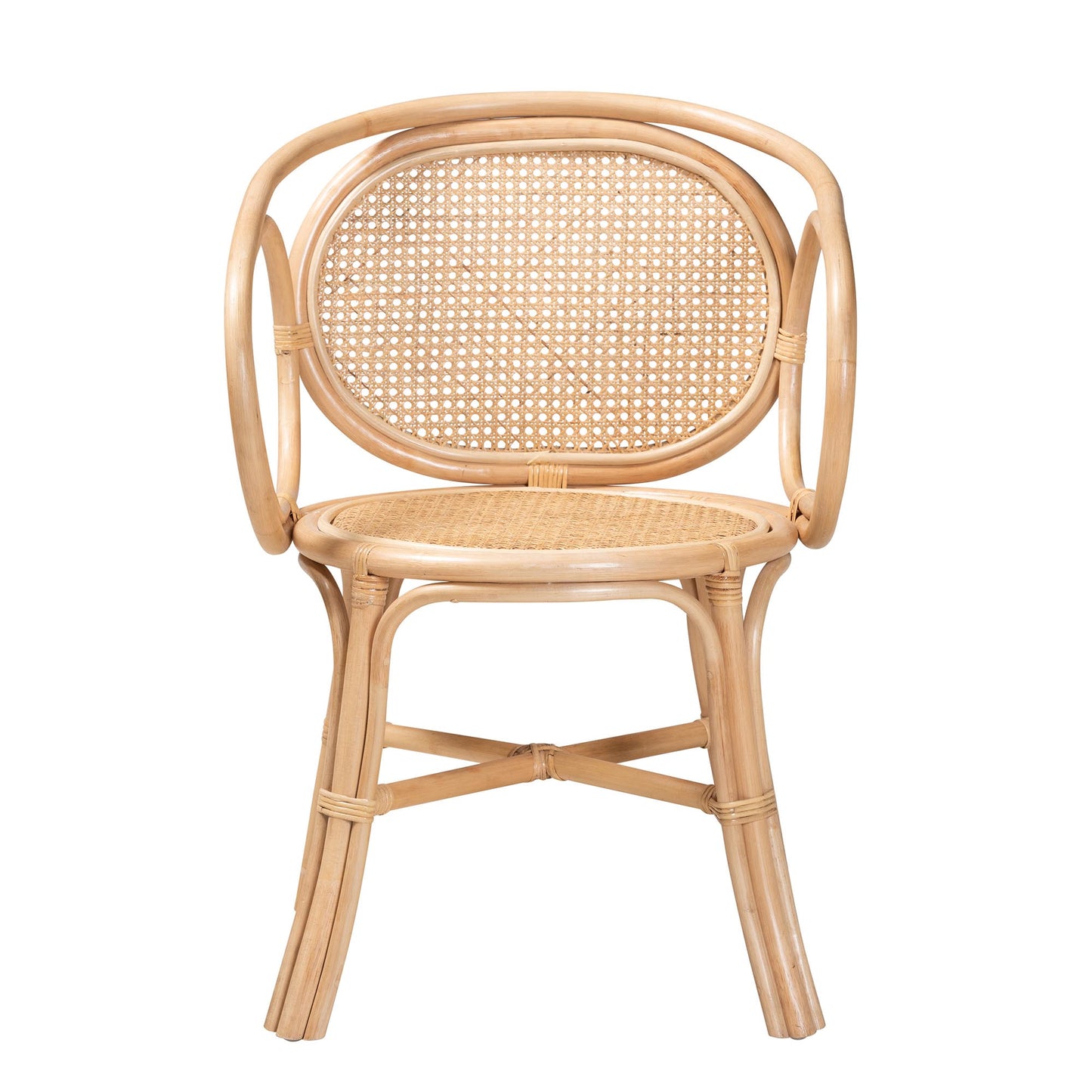 Baxton Studio bali & pari Palesa Modern Bohemian Two-Tone Black and Natural Brown Rattan Dining Chair | Dining Chairs | Modishstore - 13