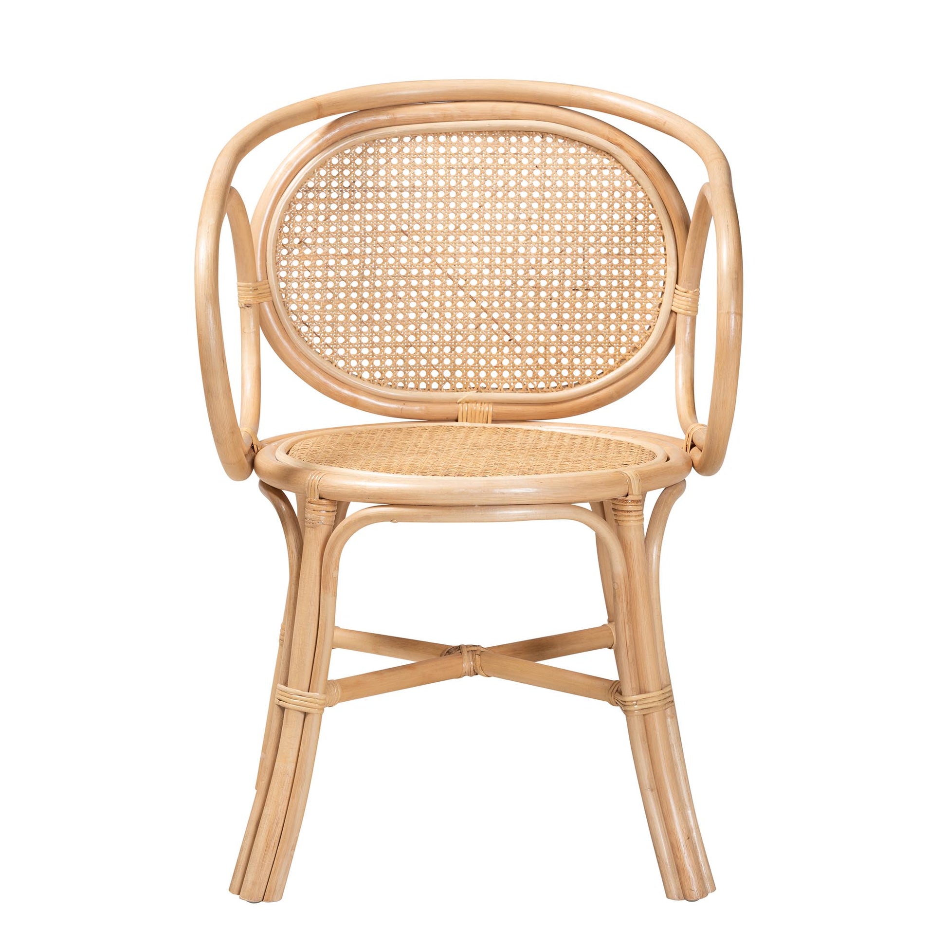 Baxton Studio bali & pari Palesa Modern Bohemian Two-Tone Black and Natural Brown Rattan Dining Chair | Dining Chairs | Modishstore - 13