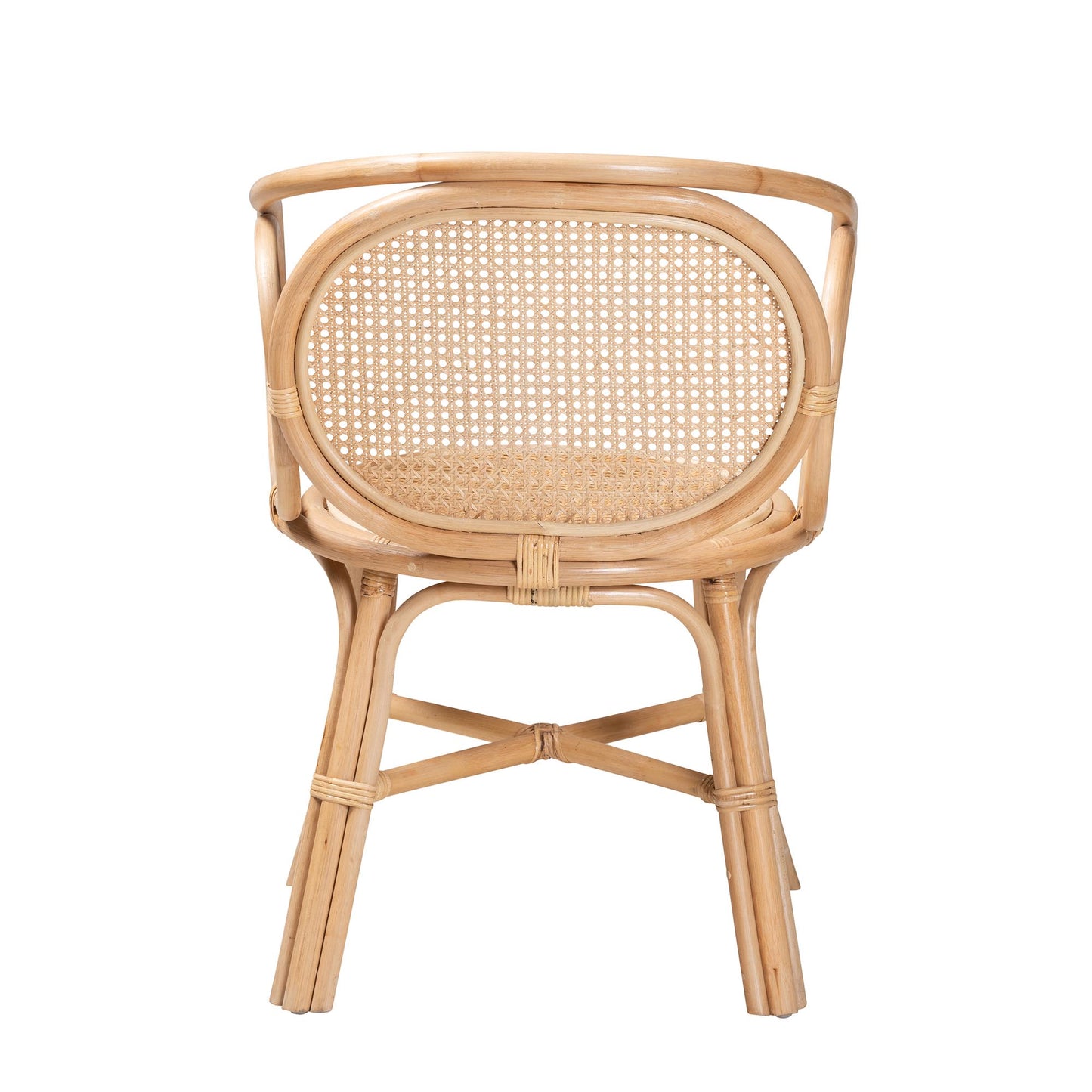 Baxton Studio bali & pari Palesa Modern Bohemian Two-Tone Black and Natural Brown Rattan Dining Chair | Dining Chairs | Modishstore - 15