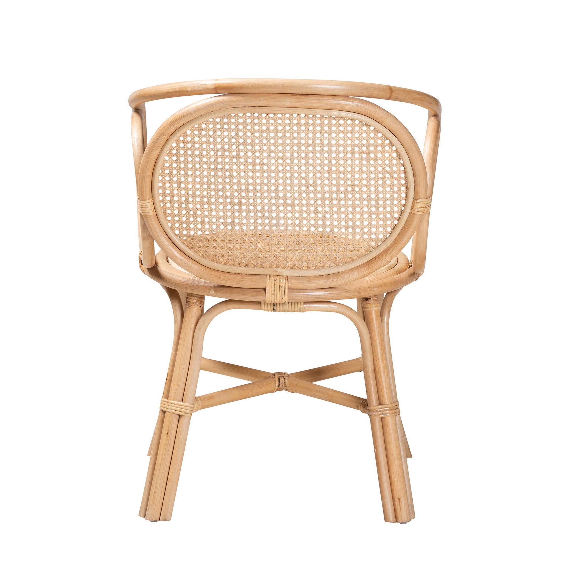 Baxton Studio bali & pari Palesa Modern Bohemian Two-Tone Black and Natural Brown Rattan Dining Chair | Dining Chairs | Modishstore - 15