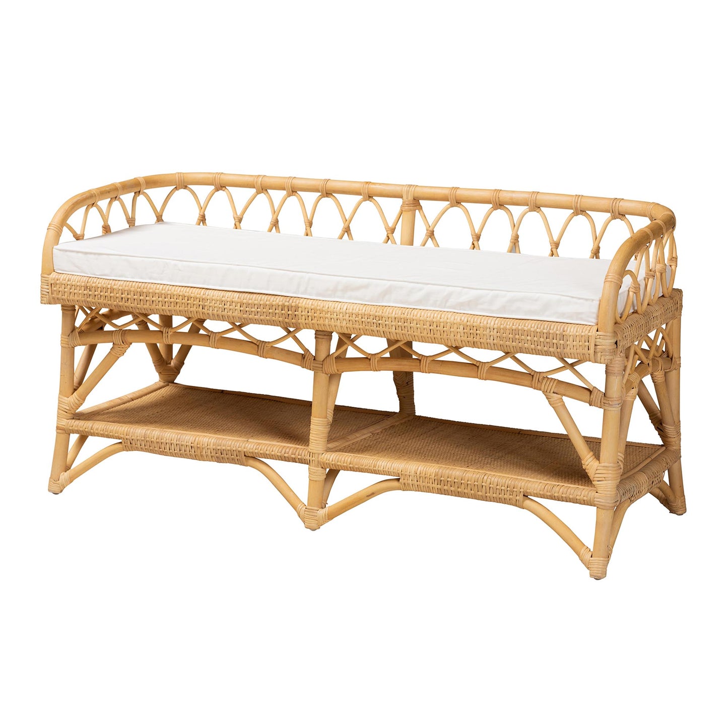 Baxton Studio bali & pari Leryn Modern Bohemian Natural Brown Rattan Bench | Benches | Modishstore - 4