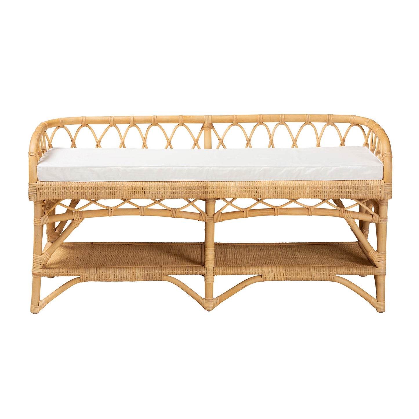 Baxton Studio bali & pari Leryn Modern Bohemian Natural Brown Rattan Bench | Benches | Modishstore - 5