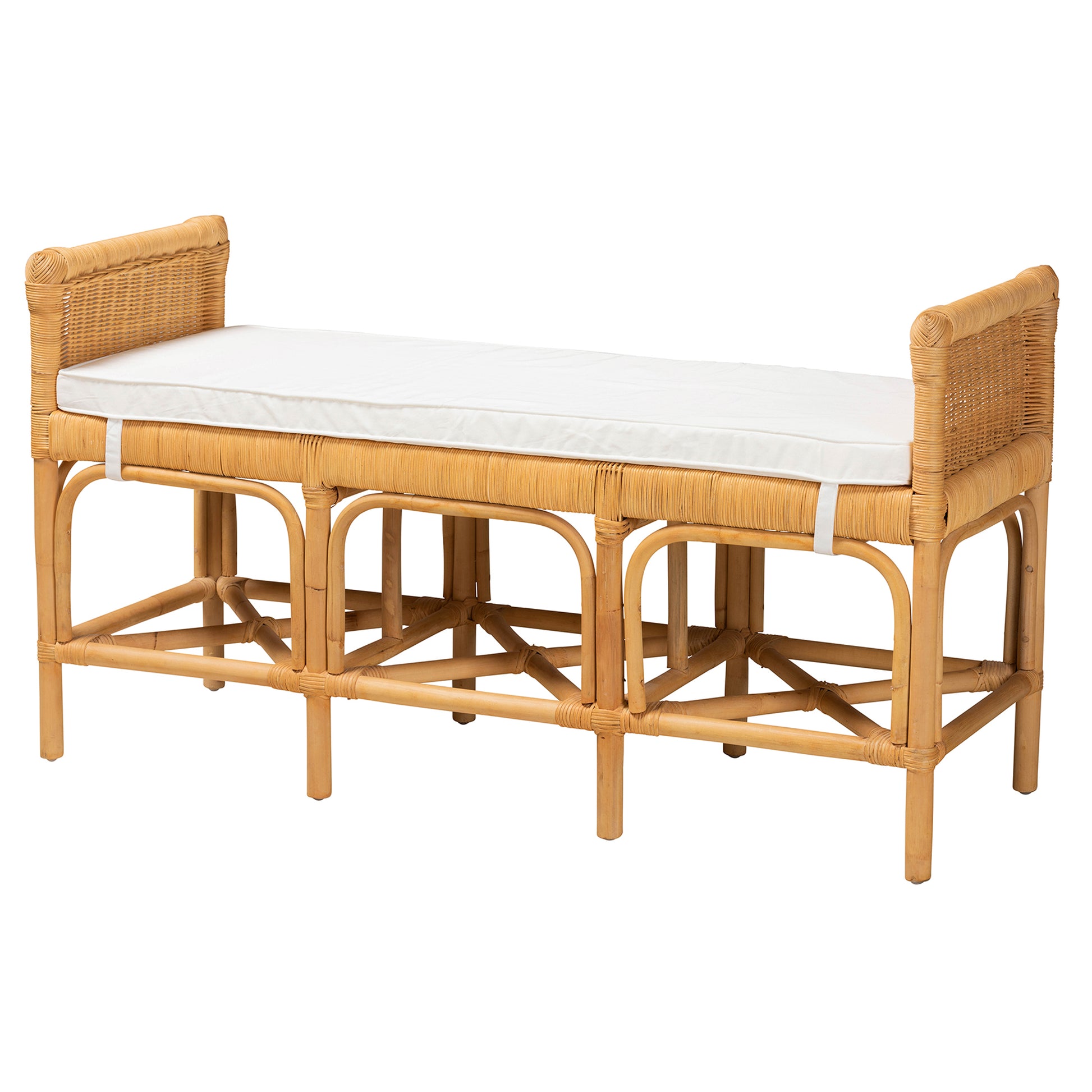 Baxton Studio bali & pari Nairi Modern Bohemian Natural Brown Rattan Bench | Benches | Modishstore - 4