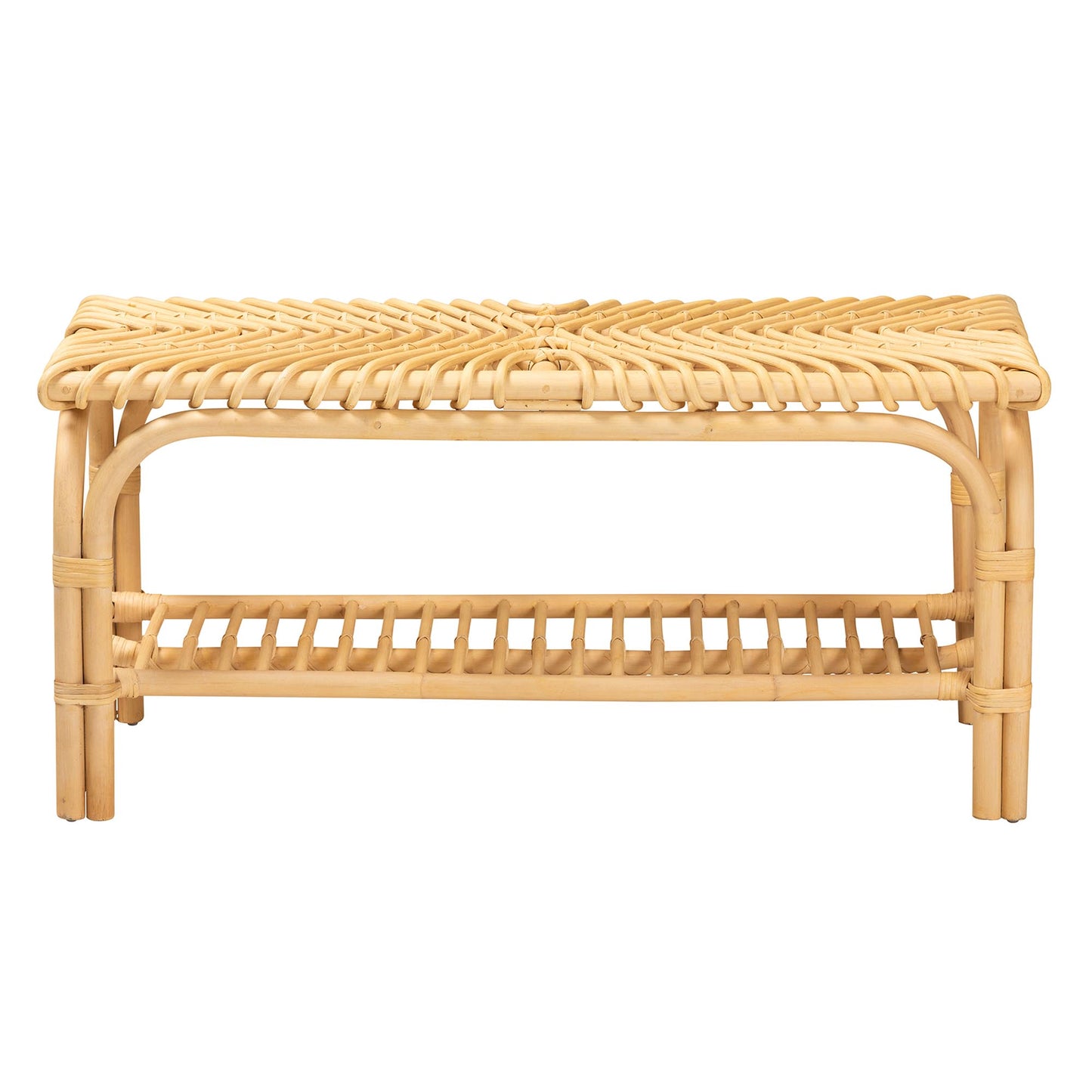 Baxton Studio bali & pari Himari Modern Bohemian Natural Brown Rattan Accent Bench | Benches | Modishstore - 4