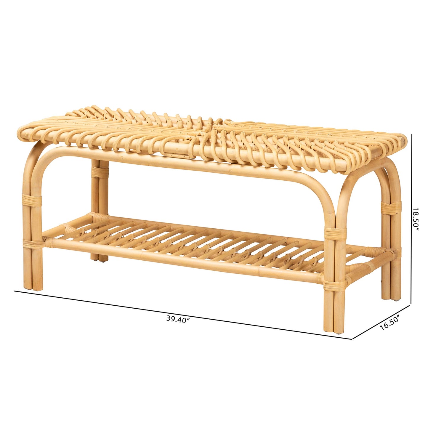 Baxton Studio bali & pari Himari Modern Bohemian Natural Brown Rattan Accent Bench | Benches | Modishstore - 2