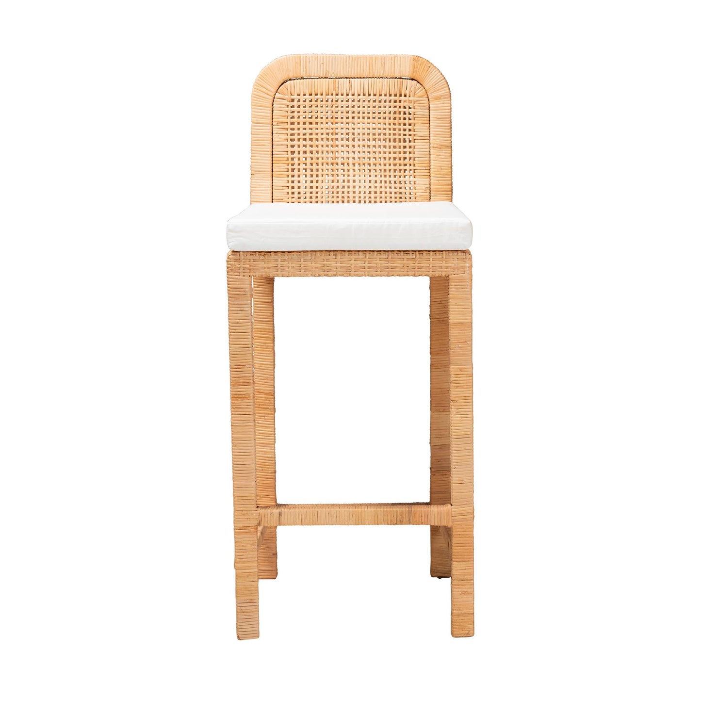 Baxton Studio bali & pari Zariah Modern Bohemian Natural Brown Rattan and Mahogany Wood Bar Stool | Bar Stools | Modishstore - 3