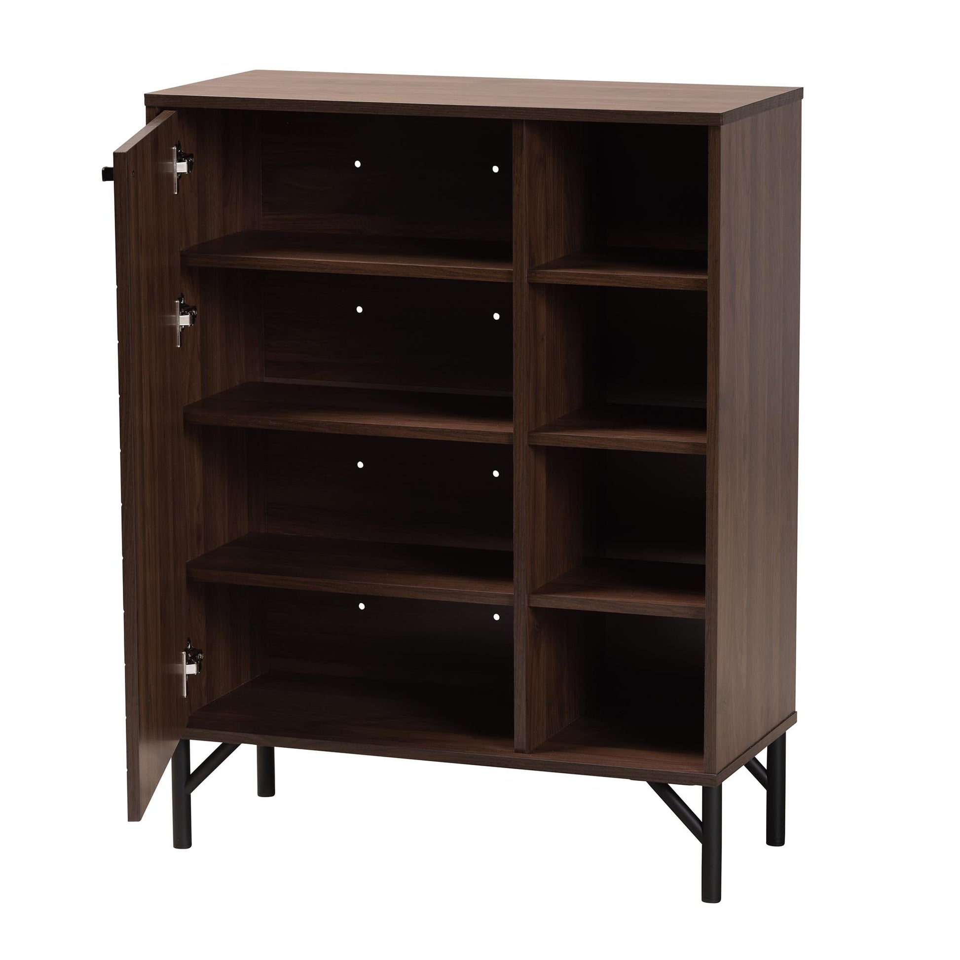 Baxton Studio Josette Mid-Century Modern Transitional Walnut Brown Finished Wood 1-Door Shoe Cabinet | Cabinets | Modishstore - 3