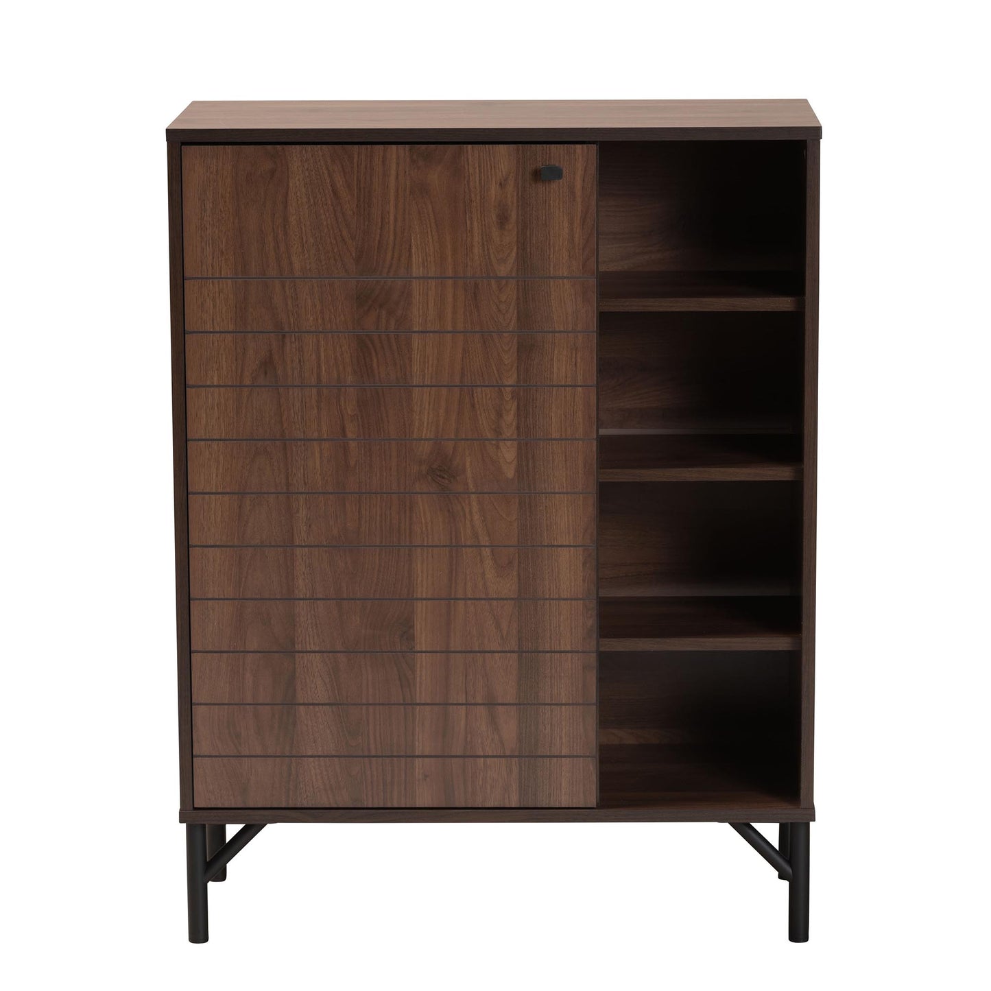 Baxton Studio Josette Mid-Century Modern Transitional Walnut Brown Finished Wood 1-Door Shoe Cabinet | Cabinets | Modishstore - 4