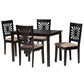 Baxton Studio Olympia Modern Beige Fabric and Espresso Brown Finished Wood 5-Piece Dining Set | Dining Sets | Modishstore - 4