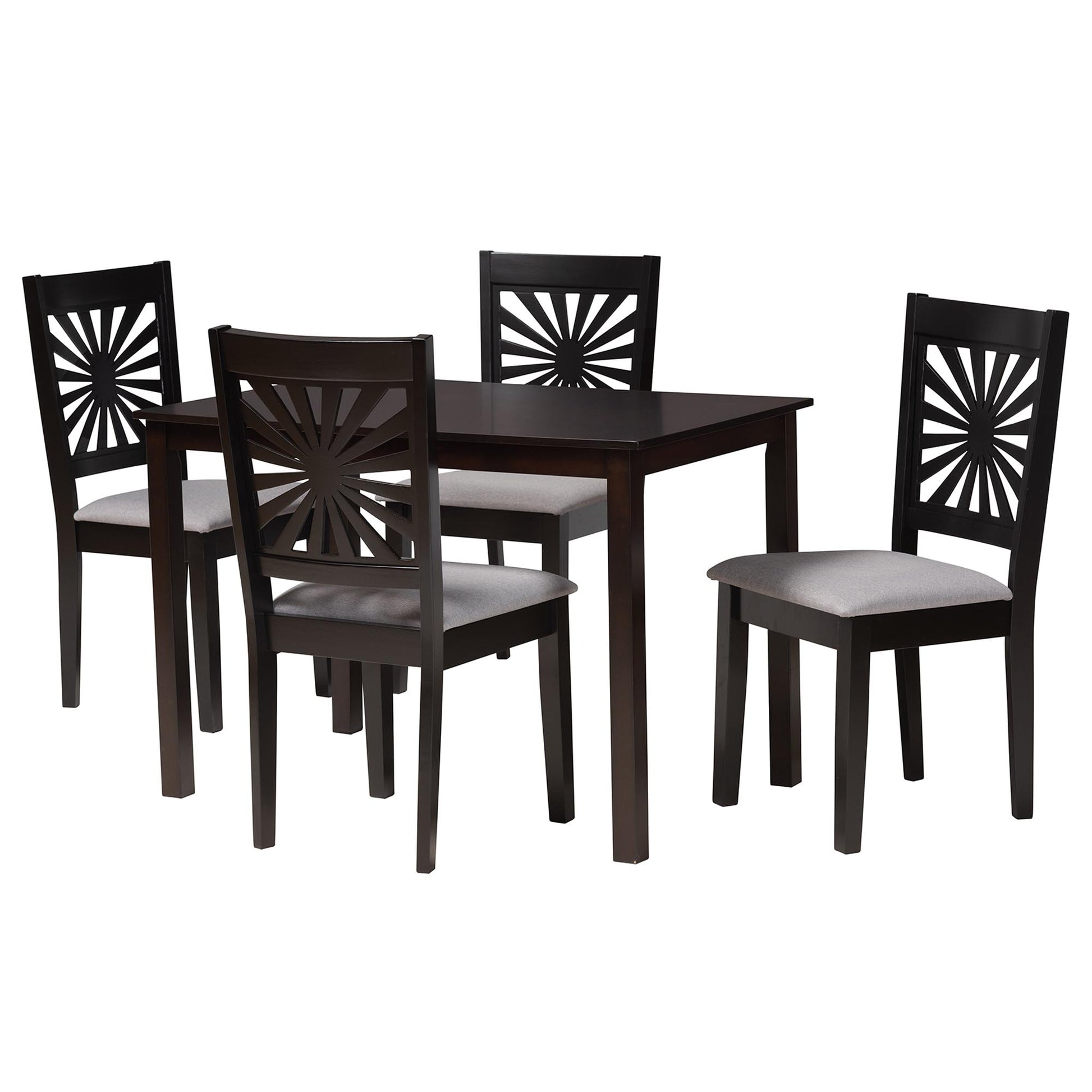 Baxton Studio Olympia Modern Beige Fabric and Espresso Brown Finished Wood 5-Piece Dining Set | Dining Sets | Modishstore - 14