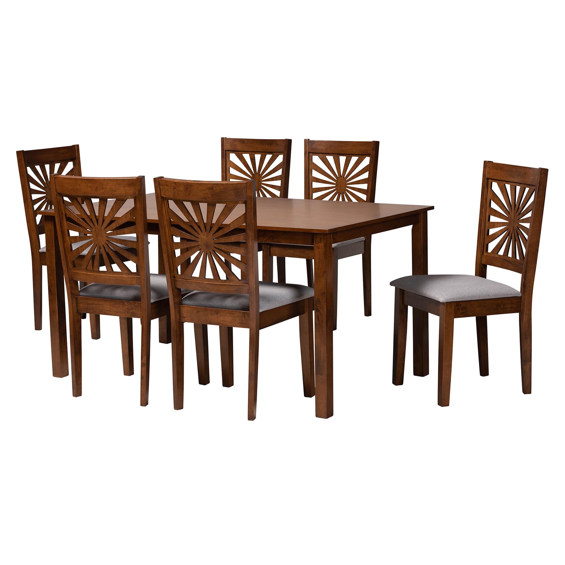 Baxton Studio Olympia Modern Beige Fabric and Espresso Brown Finished Wood 7-Piece Dining Set | Dining Sets | Modishstore - 24