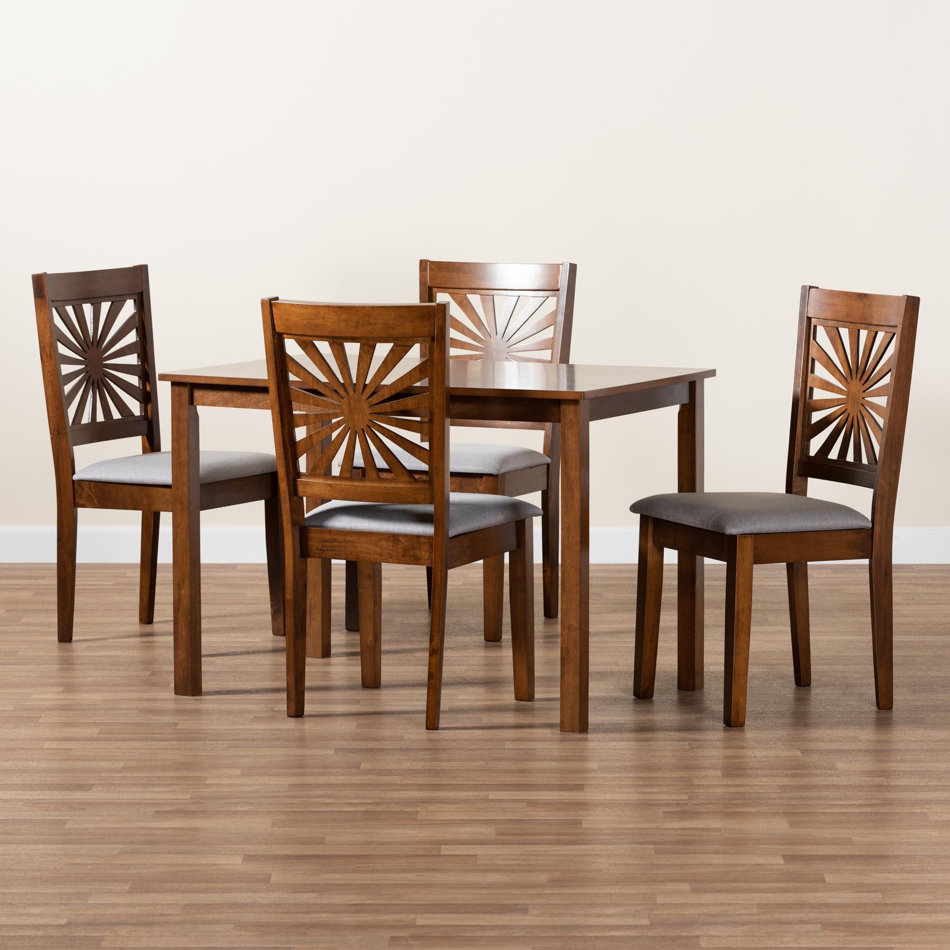 Baxton Studio Olympia Modern Beige Fabric and Espresso Brown Finished Wood 5-Piece Dining Set | Dining Sets | Modishstore - 22