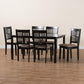 Baxton Studio Deanna Modern Beige Fabric and Dark Brown Finished Wood 7-Piece Dining Set | Dining Sets | Modishstore - 2