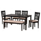 Baxton Studio Deanna Modern Beige Fabric and Dark Brown Finished Wood 6-Piece Dining Set | Dining Sets | Modishstore - 5