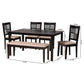 Baxton Studio Deanna Modern Beige Fabric and Dark Brown Finished Wood 6-Piece Dining Set | Dining Sets | Modishstore - 4