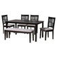 Baxton Studio Deanna Modern Beige Fabric and Dark Brown Finished Wood 6-Piece Dining Set | Dining Sets | Modishstore - 16