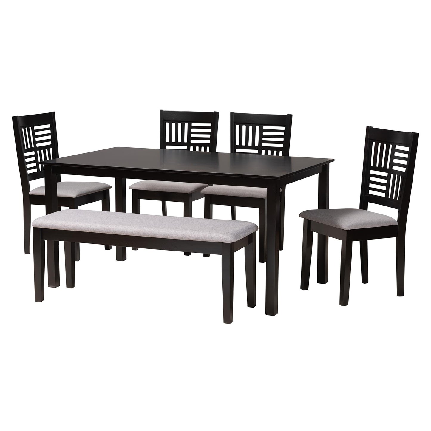 Baxton Studio Deanna Modern Beige Fabric and Dark Brown Finished Wood 6-Piece Dining Set | Dining Sets | Modishstore - 16