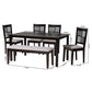 Baxton Studio Deanna Modern Beige Fabric and Dark Brown Finished Wood 6-Piece Dining Set | Dining Sets | Modishstore - 15