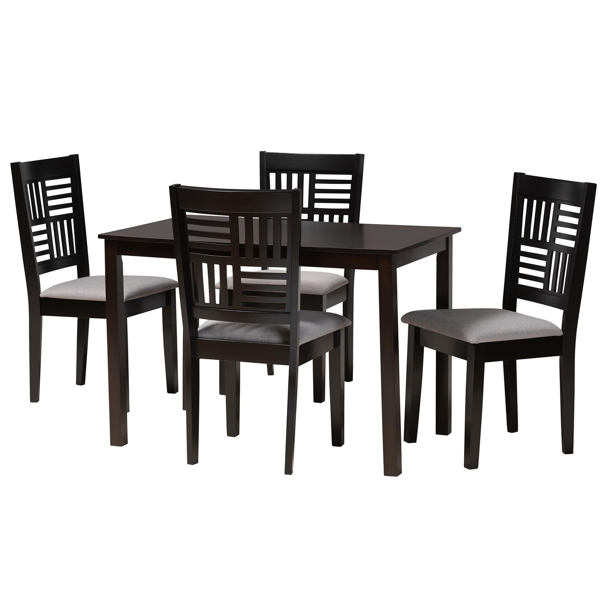 Baxton Studio Deanna Modern Beige Fabric and Dark Brown Finished Wood 5-Piece Dining Set | Dining Sets | Modishstore - 14