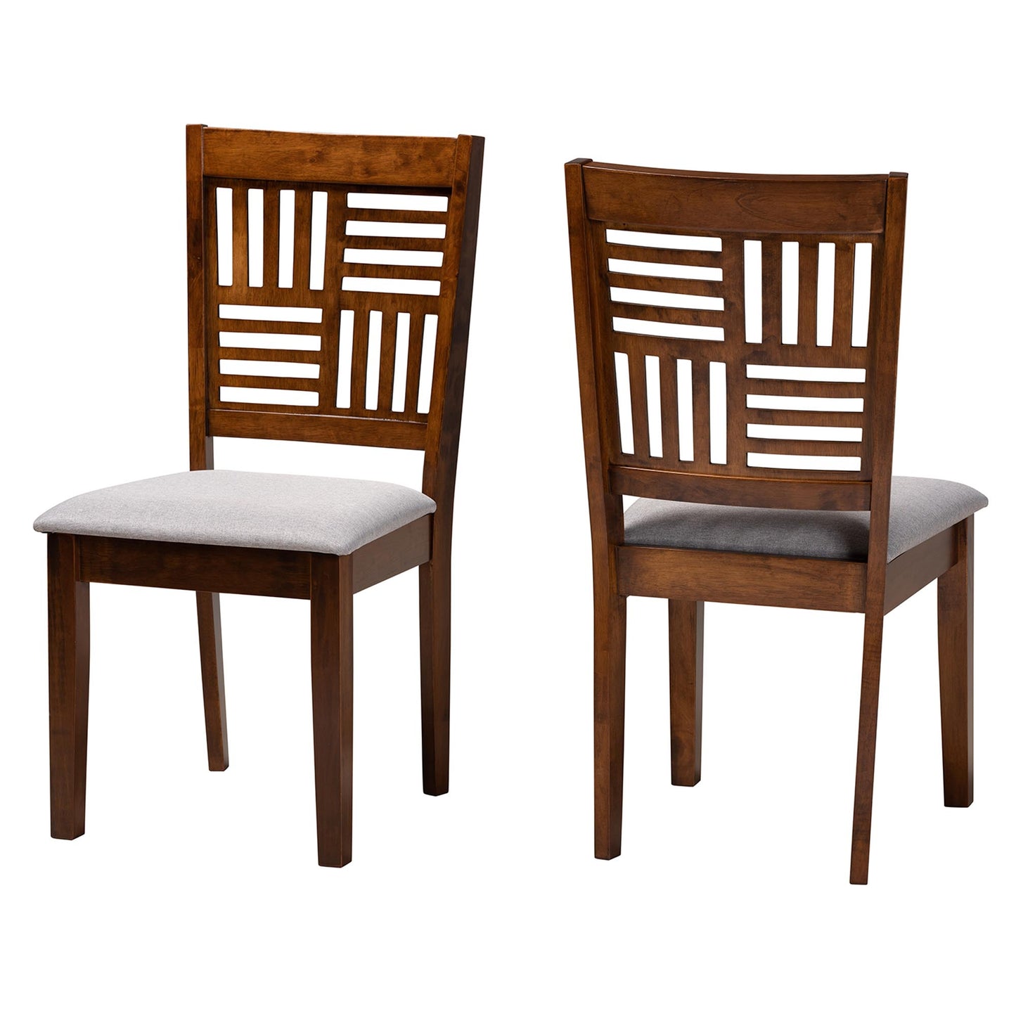 Baxton Studio Deanna Modern Beige Fabric and Dark Brown Finished Wood 2-Piece Dining Chair Set | Dining Chairs | Modishstore - 11