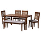 Baxton Studio Deanna Modern Beige Fabric and Dark Brown Finished Wood 6-Piece Dining Set | Dining Sets | Modishstore - 27