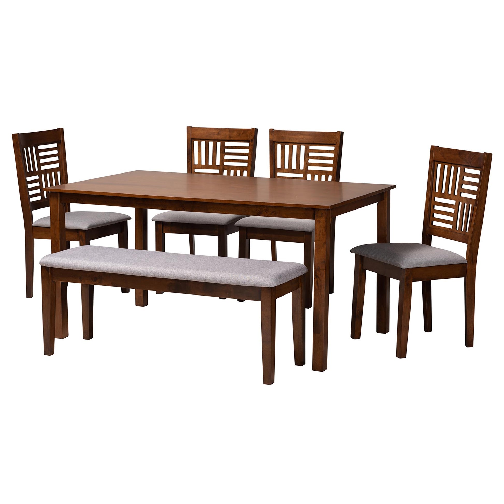 Baxton Studio Deanna Modern Beige Fabric and Dark Brown Finished Wood 6-Piece Dining Set | Dining Sets | Modishstore - 27