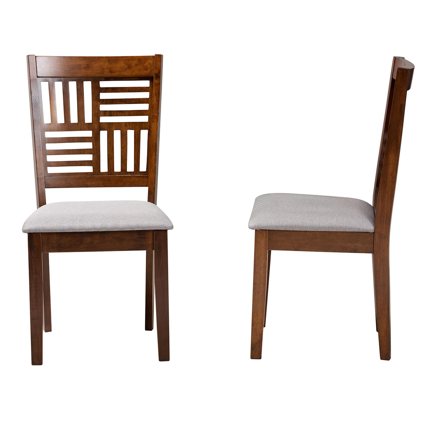 Baxton Studio Deanna Modern Beige Fabric and Dark Brown Finished Wood 2-Piece Dining Chair Set | Dining Chairs | Modishstore - 13