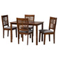 Baxton Studio Deanna Modern Beige Fabric and Dark Brown Finished Wood 5-Piece Dining Set | Dining Sets | Modishstore - 24