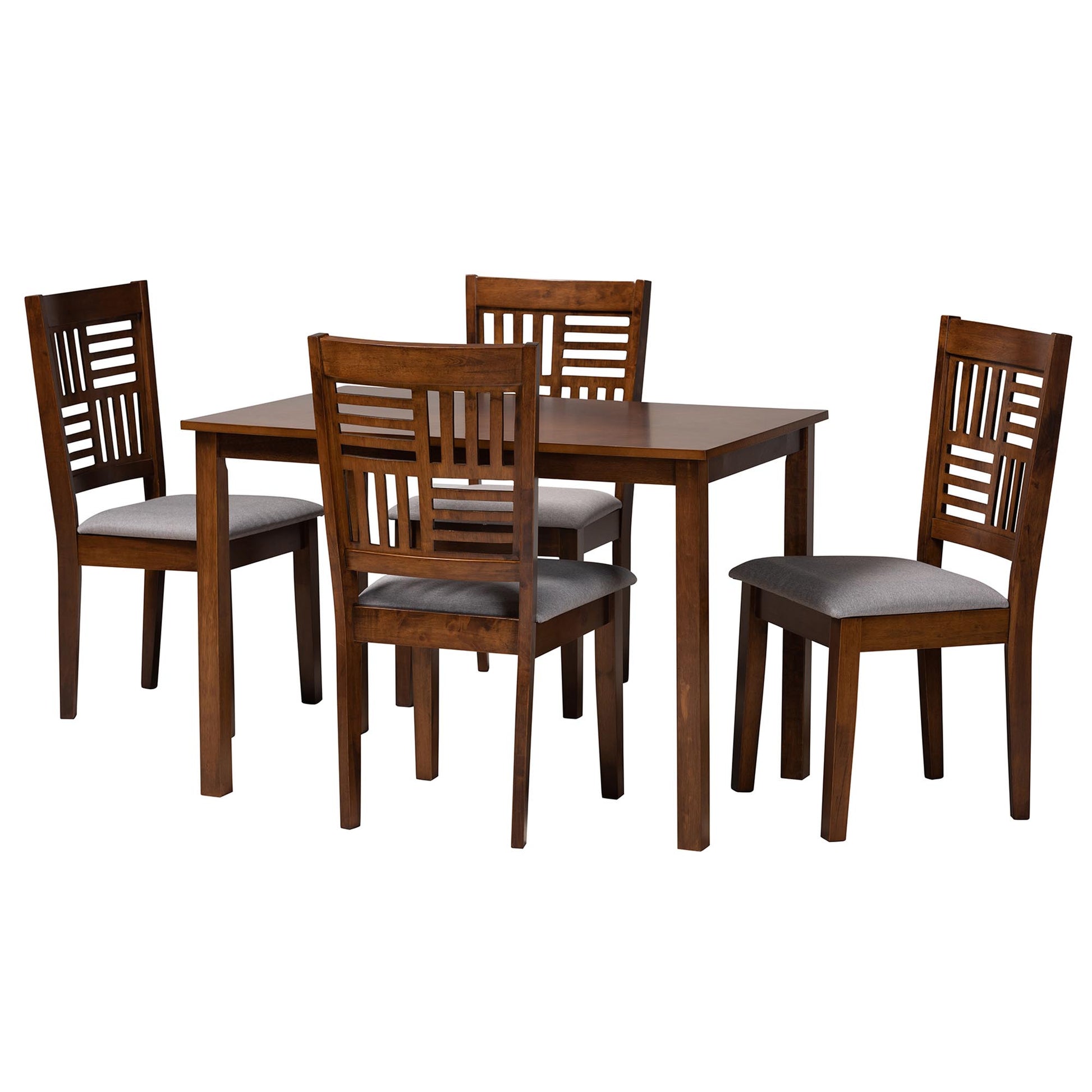 Baxton Studio Deanna Modern Beige Fabric and Dark Brown Finished Wood 5-Piece Dining Set | Dining Sets | Modishstore - 24