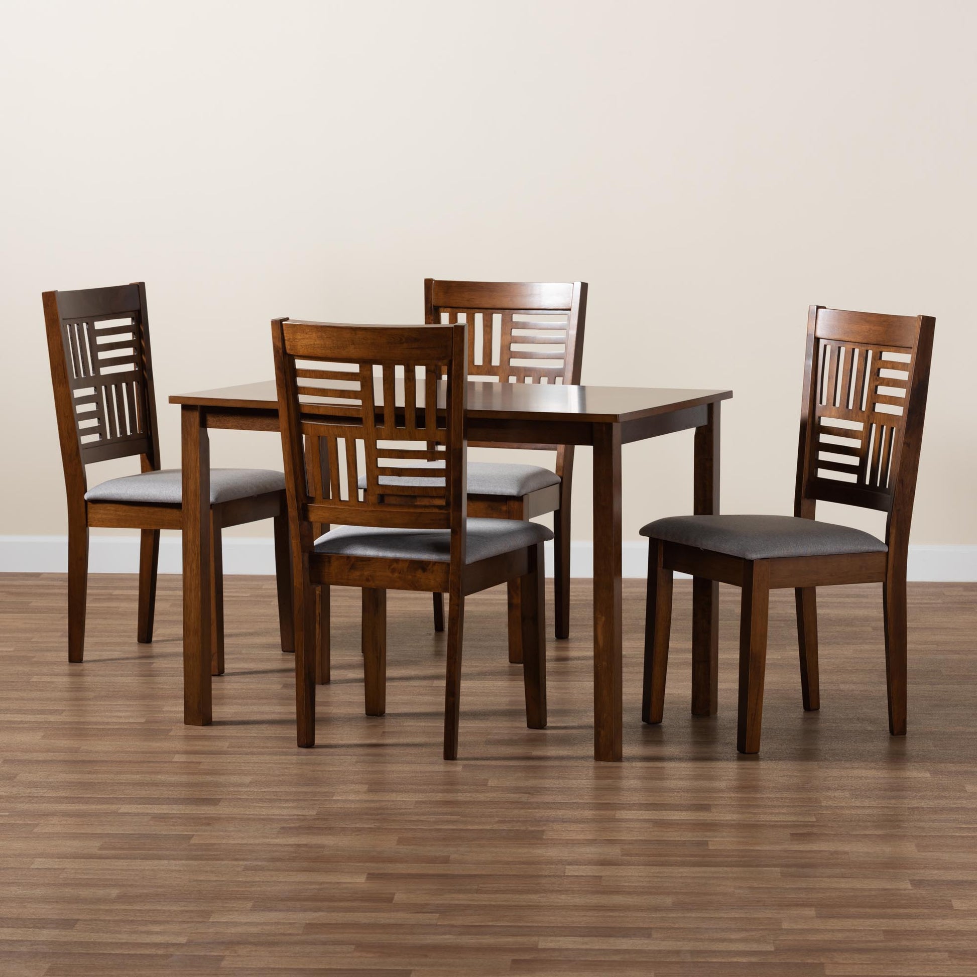 Baxton Studio Deanna Modern Beige Fabric and Dark Brown Finished Wood 5-Piece Dining Set | Dining Sets | Modishstore - 22