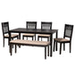 Baxton Studio Genesis Modern Beige Fabric and Dark Brown Finished Wood 6-Piece Dining Set | Dining Sets | Modishstore - 5