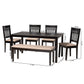 Baxton Studio Genesis Modern Beige Fabric and Dark Brown Finished Wood 6-Piece Dining Set | Dining Sets | Modishstore - 4