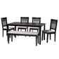 Baxton Studio Genesis Modern Grey Fabric and Dark Brown Finished Wood 6-Piece Dining Set | Dining Sets | Modishstore - 5