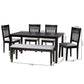 Baxton Studio Genesis Modern Grey Fabric and Dark Brown Finished Wood 6-Piece Dining Set | Dining Sets | Modishstore - 4