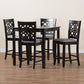 Baxton Studio Abigail Modern Grey Fabric and Dark Brown Finished Wood 5-Piece Pub Set | Bar Stools & Table | Modishstore - 2