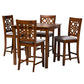 Baxton Studio Abigail Modern Grey Fabric and Walnut Brown Finished Wood 5-Piece Pub Set | Bar Stools & Table | Modishstore - 4