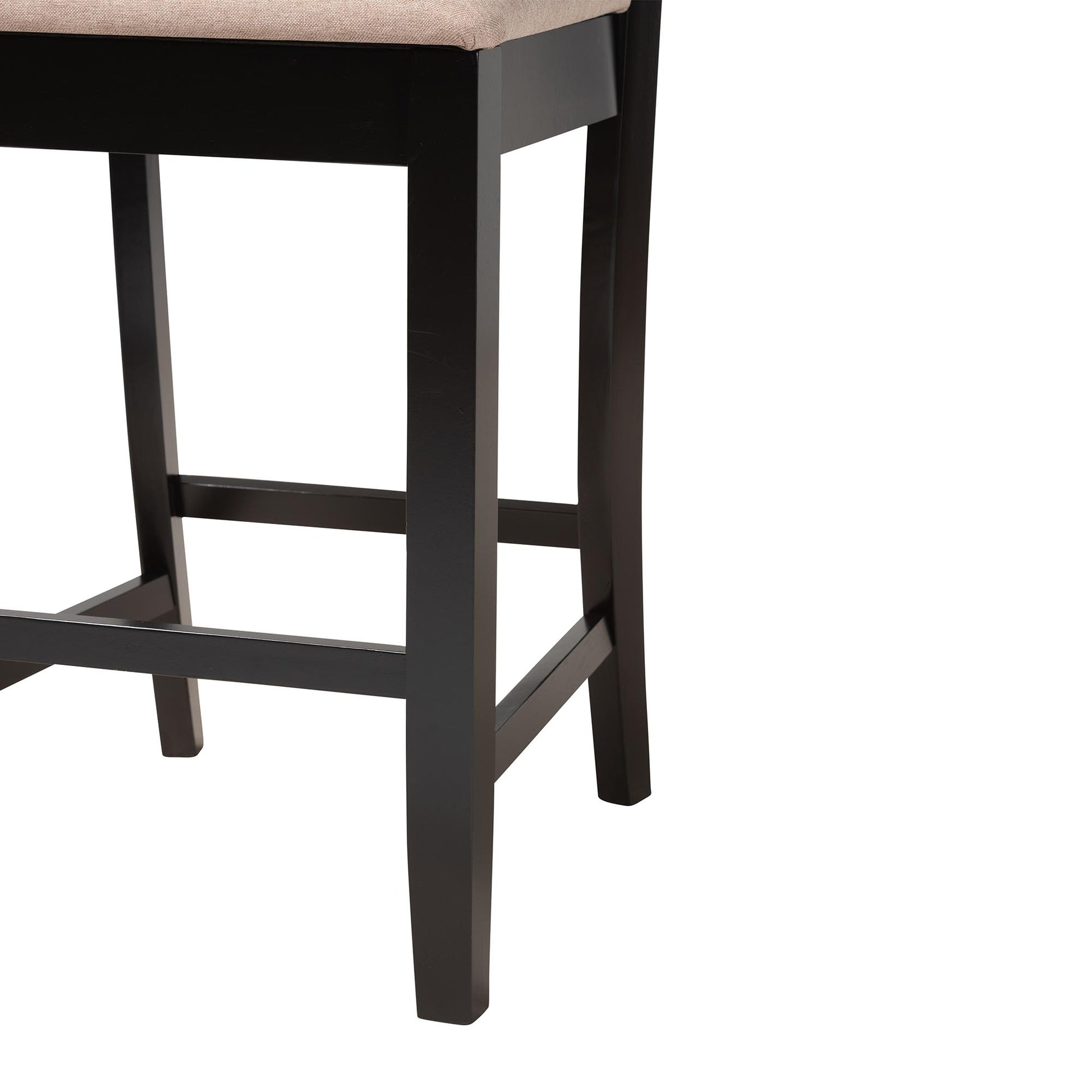 Baxton Studio Deanna Modern Beige Fabric and Dark Brown Finished Wood 5-Piece Pub Set | Bar Stools & Table | Modishstore - 9