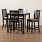 Baxton Studio Deanna Modern Beige Fabric and Dark Brown Finished Wood 5-Piece Pub Set | Bar Stools & Table | Modishstore - 2