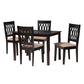 Baxton Studio Florencia Modern Beige Fabric and Espresso Brown Finished Wood 5-Piece Dining Set | Dining Sets | Modishstore - 4