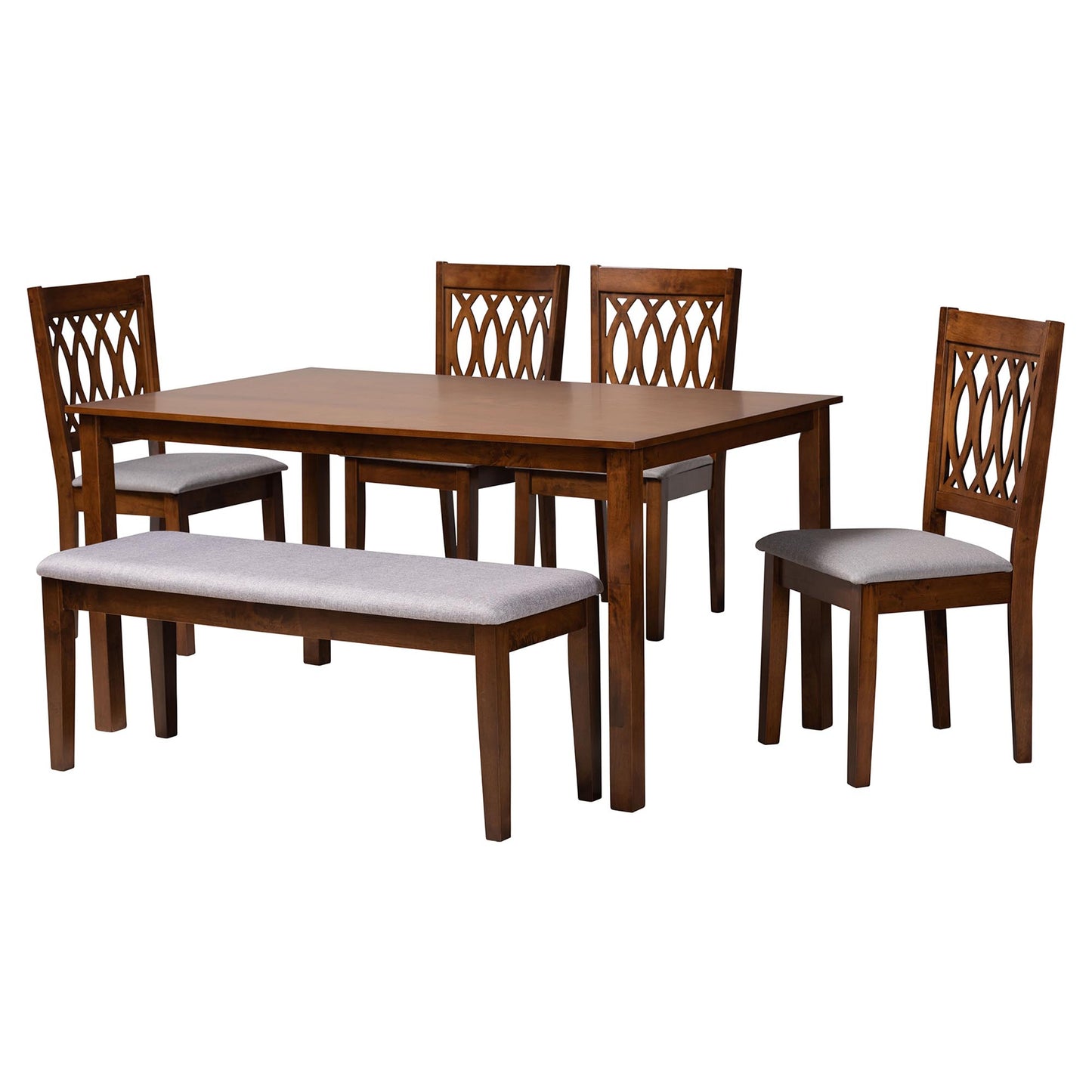 Baxton Studio Florencia Modern Beige Fabric and Espresso Brown Finished Wood 6-Piece Dining Set | Dining Sets | Modishstore - 27