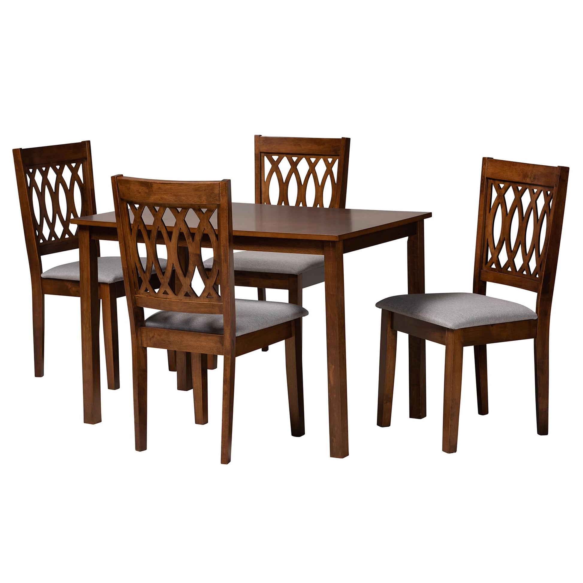 Baxton Studio Florencia Modern Beige Fabric and Espresso Brown Finished Wood 5-Piece Dining Set | Dining Sets | Modishstore - 24