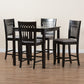 Baxton Studio Genesis Modern Grey Fabric and Dark Brown Finished Wood 5-Piece Pub Set | Bar Stools & Table | Modishstore - 2