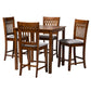 Baxton Studio Genesis Modern Grey Fabric and Walnut Brown Finished Wood 5-Piece Pub Set | Bar Stools & Table | Modishstore - 4