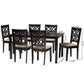 Baxton Studio Abigail Modern Beige Fabric and Dark Brown Finished Wood 7-Piece Dining Set | Dining Sets | Modishstore - 3